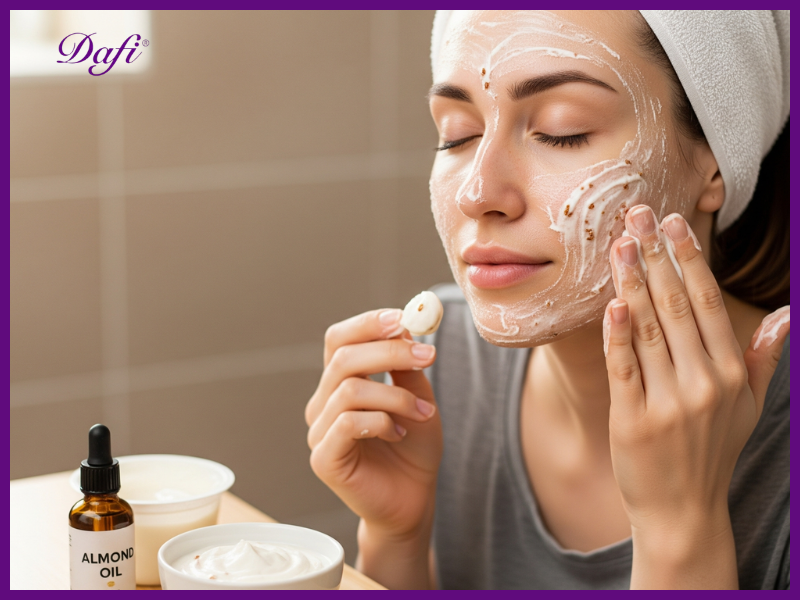 اسکراب ماست و روغن بادام